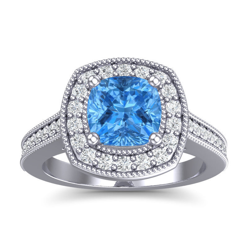 Swiss Blue Topaz and Diamond