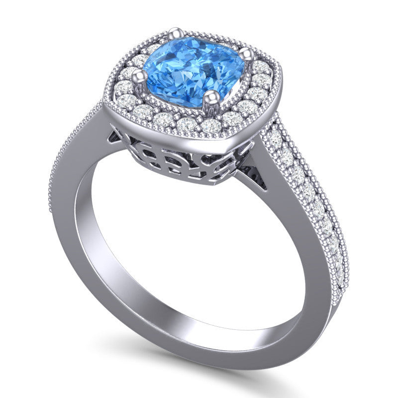 Swiss Blue Topaz and Diamond