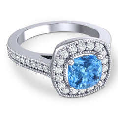 Swiss Blue Topaz and Diamond