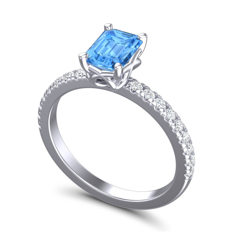 Swiss Blue Topaz and Diamond