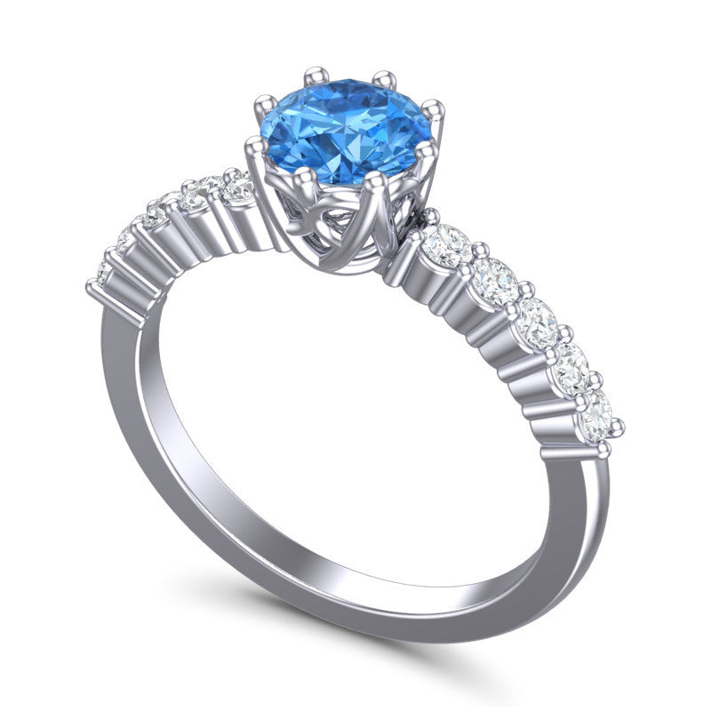 Swiss Blue Topaz and Diamond