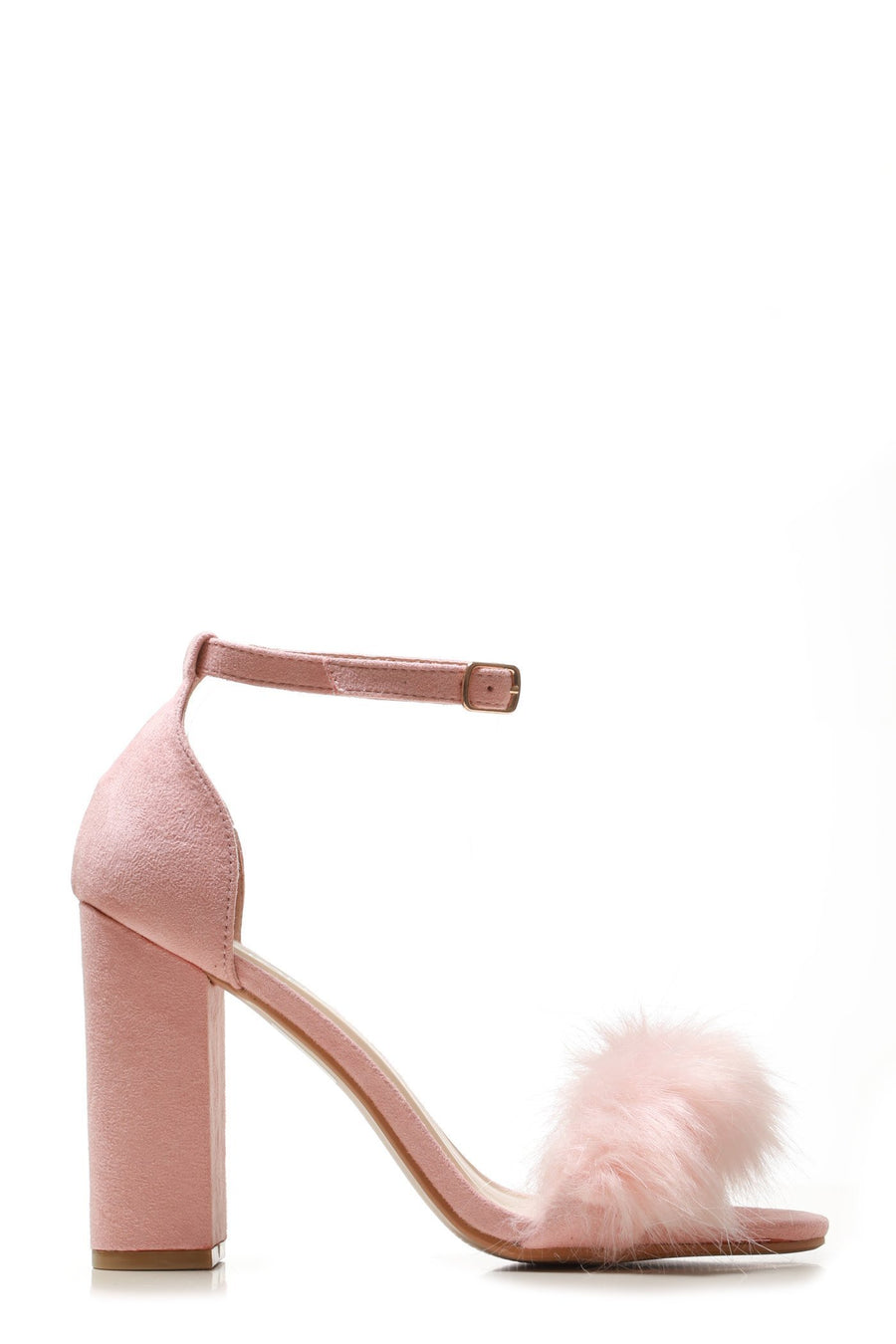 Marcia block heel fur detail sandal