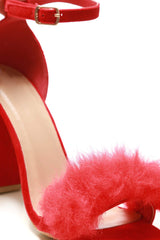 Marcia block heel fur detail sandal