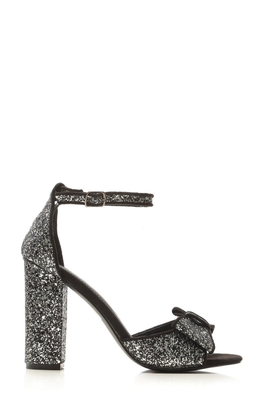 Mollie ladies block heel open toe ankle strap sandal with bow trim