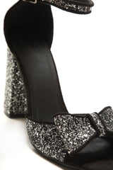 Mollie ladies block heel open toe ankle strap sandal with bow trim