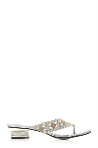 Low heel diamante toe post mule sandal