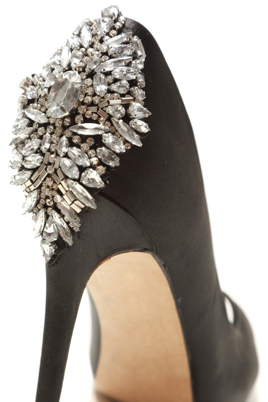 Nina peep toe with diamante gems on back