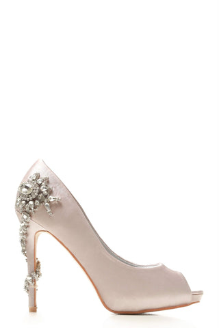 June pearl & diamante heel peep-toe sandal