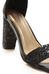 Elin high block heel glitter sandal