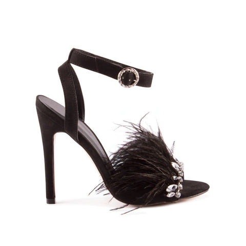 Nanda anklestrap feathered diamante sandal