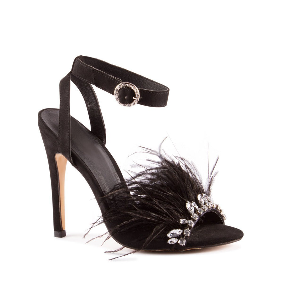 Nanda anklestrap feathered diamante sandal