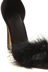 Danika faux fur trim anklestrap sandal