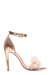 Danika faux fur trim anklestrap sandal