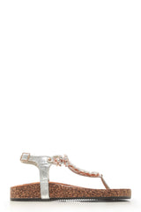 Flynn t bar diamante flower detailed sandal