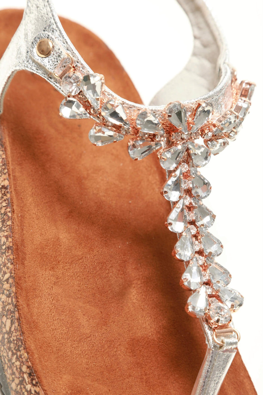 Flynn t bar diamante flower detailed sandal