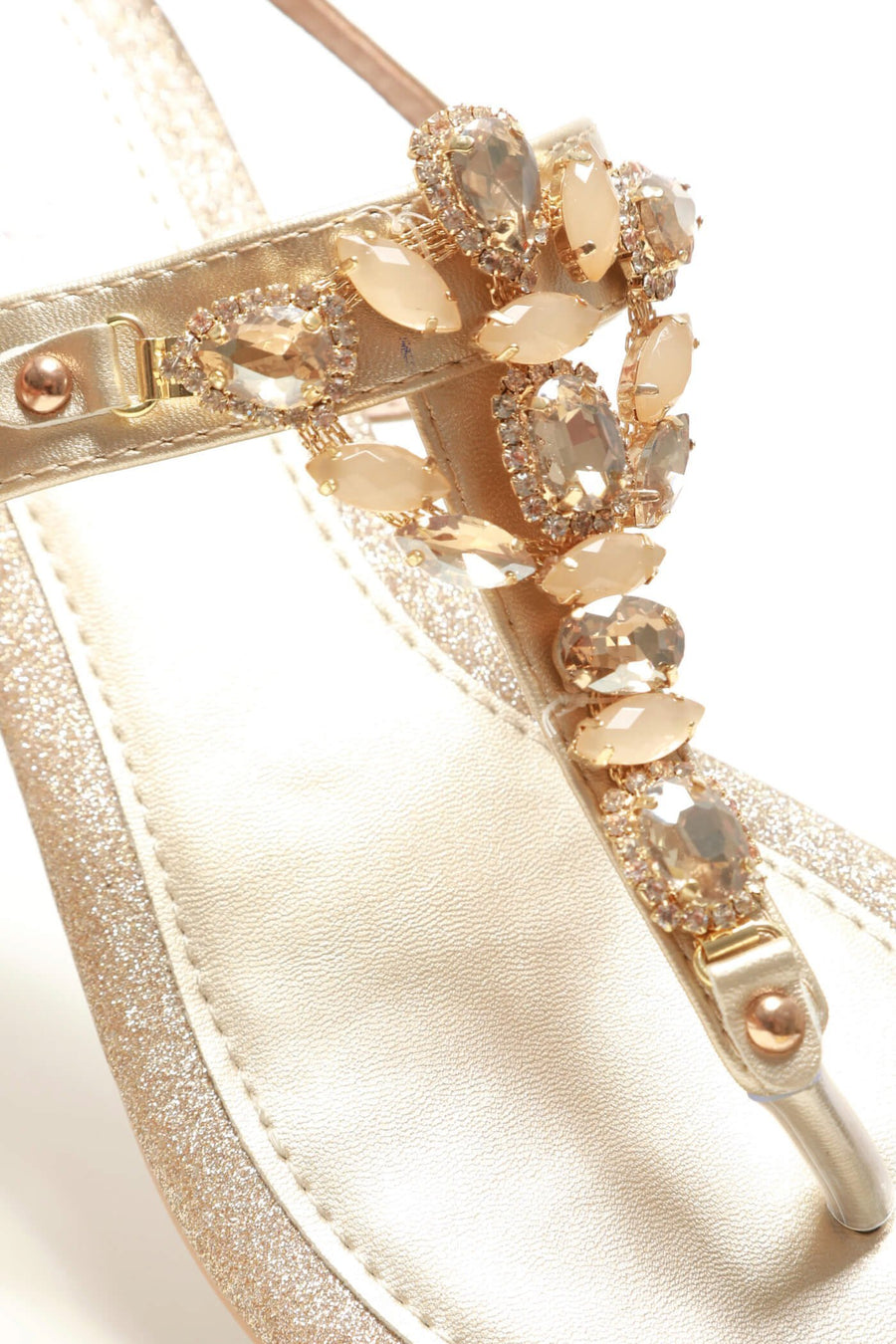 Thea flat diamante toe post sandal