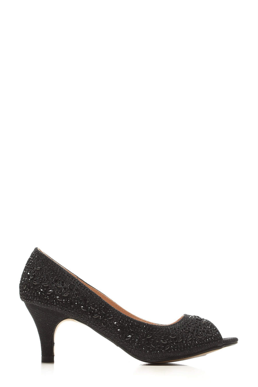 Violetta kitten heel diamante peep toe court shoe