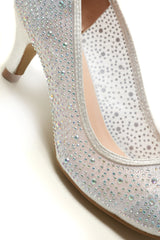 Philippa medium diamante mesh round toe heel