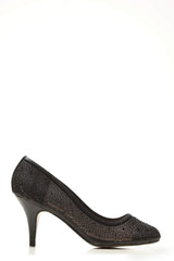 Philippa medium diamante mesh round toe heel
