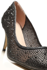 Philippa medium diamante mesh round toe heel