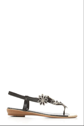 Tamaris flower diamante slingback toe-post
