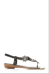 Tamaris flower diamante slingback toe-post