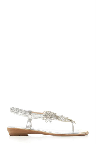 Tamaris flower diamante slingback toe-post
