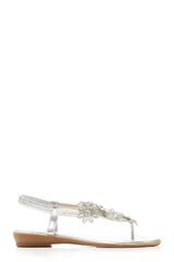 Tamaris flower diamante slingback toe-post