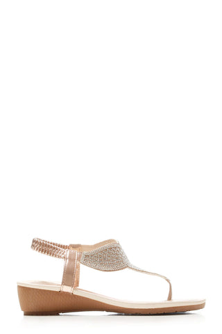 Fifi low wedge diamante toe post sandal