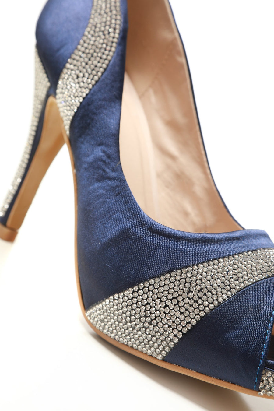 Solange diamante satin peep toe stiletto heels